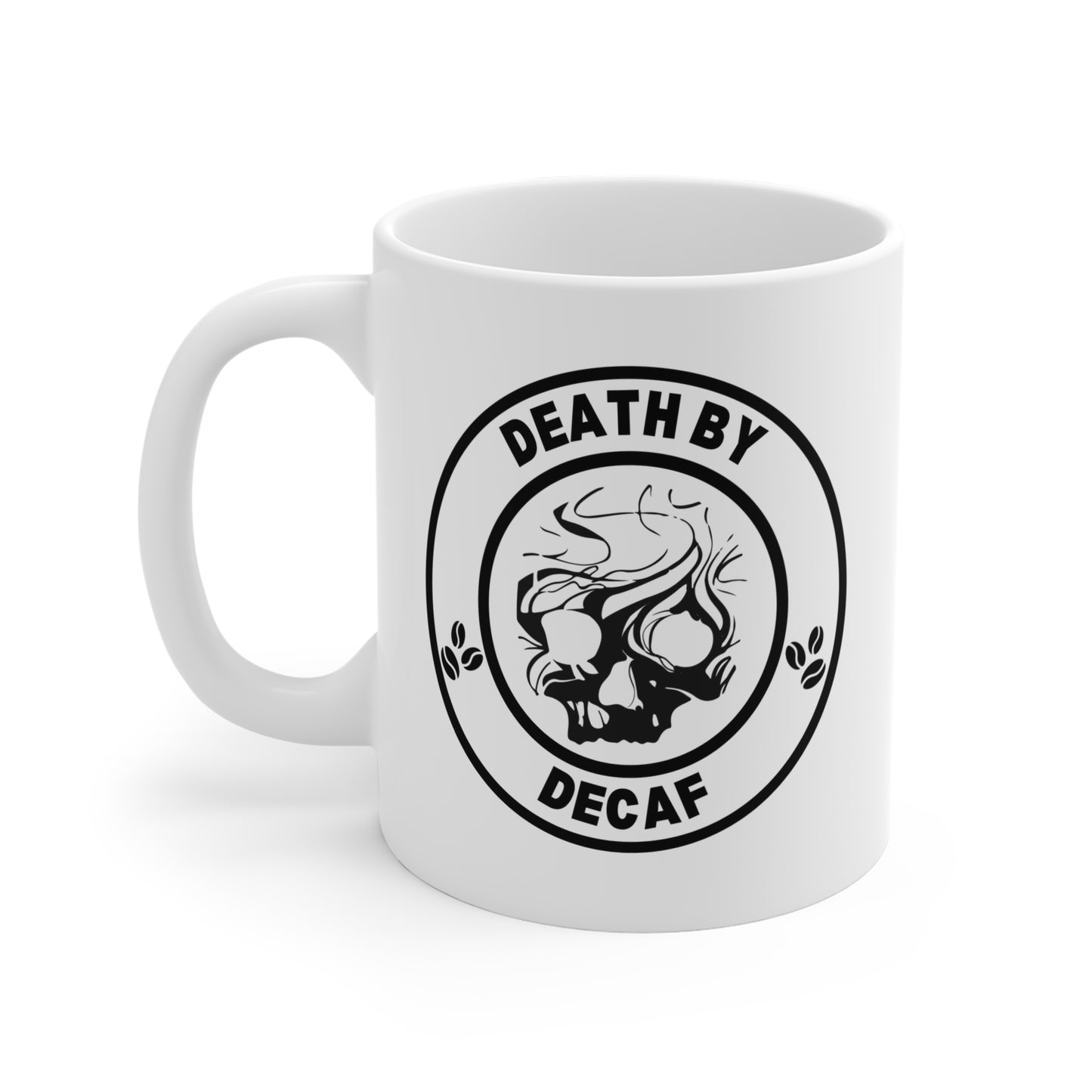 Death by Decaf Mug 11oz - Perfect for Coffee Lovers & Gift for Halloween