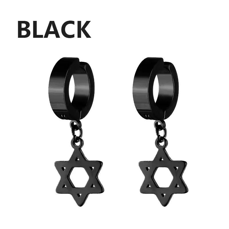 1Pair Fashion Cross Pendant Ear Clip Non Piercing Earrings Fake Earrings Gift for Men Women Jewelry