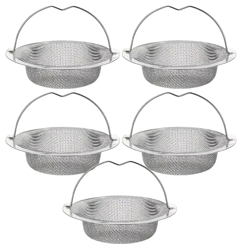 1/3pcs Kitchen Sink Strainer With Handle & Stopper Replacement Drain Basket Stainless Steel Mesh Filter Waste Hole