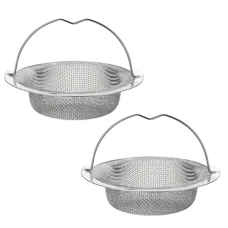 1/3pcs Kitchen Sink Strainer With Handle & Stopper Replacement Drain Basket Stainless Steel Mesh Filter Waste Hole