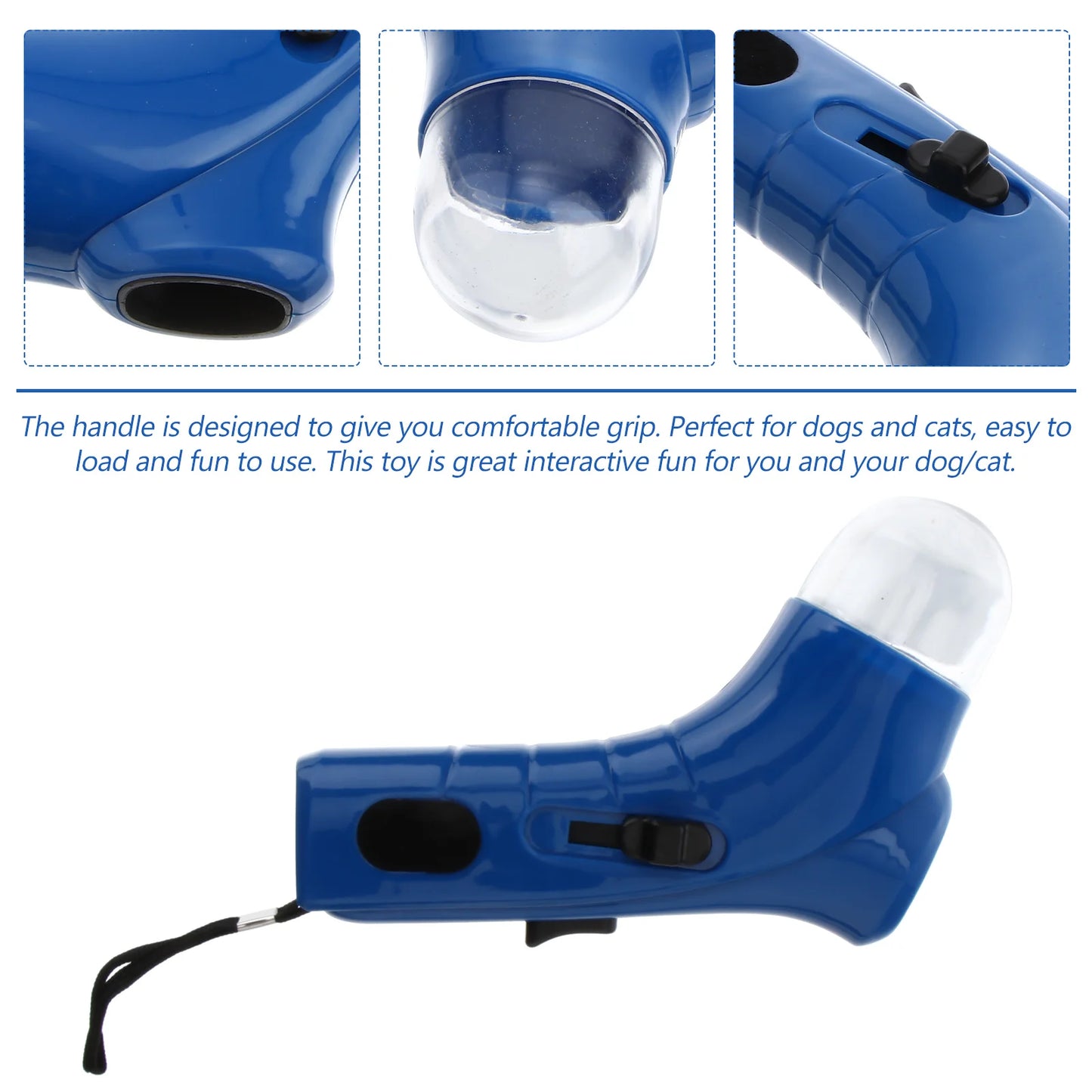 Interactive Pet Snack Launcher Dog Cat Treat Toy Food Feeder Training Tool with Comfortable Grip and Easy Loading (Blue)