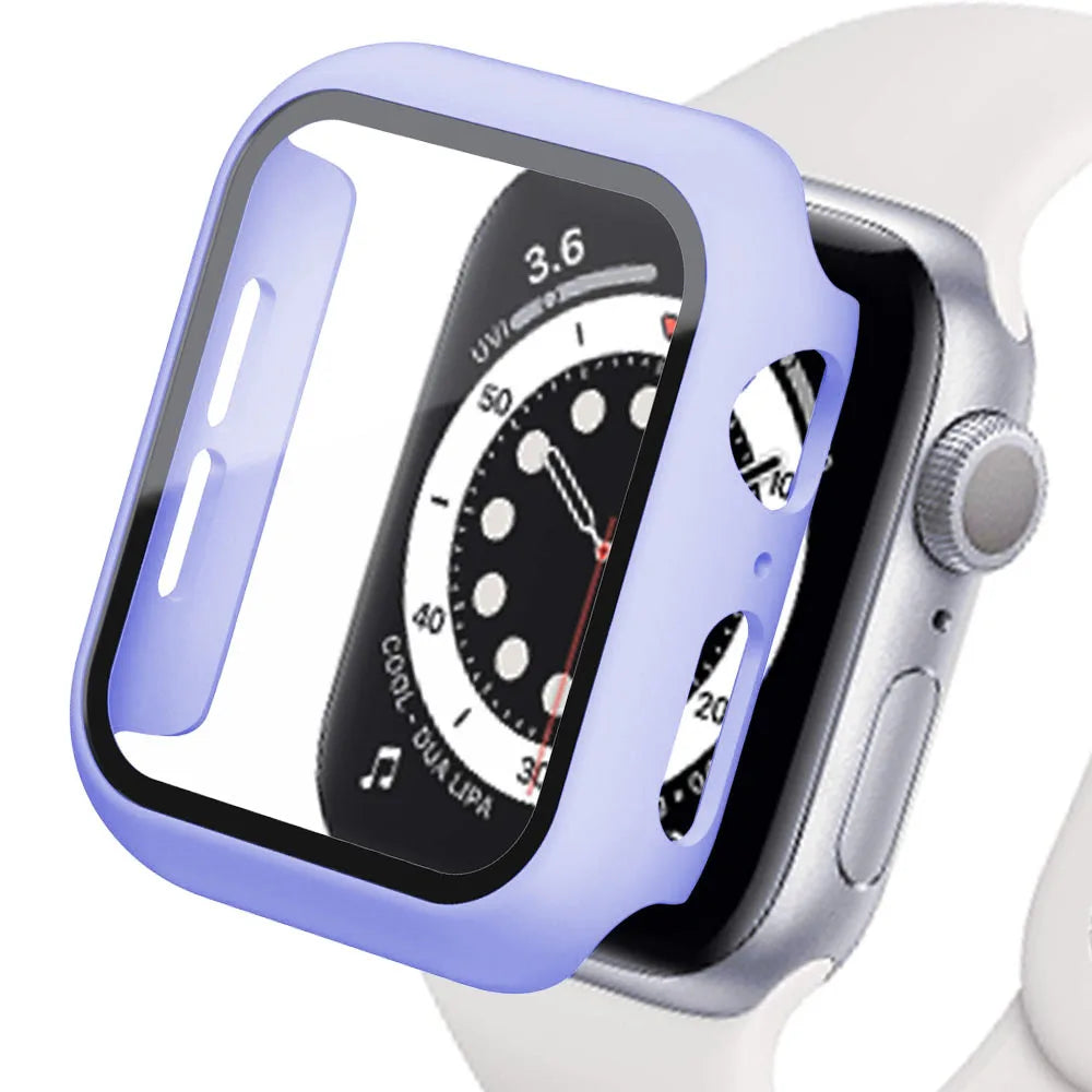 Glass+Cover For Apple Watch case 44mm 40mm 45mm 41mm 42mm 38mm iWatch 8 3 7 SE Screen Protector Apple watch series 9 Accessories