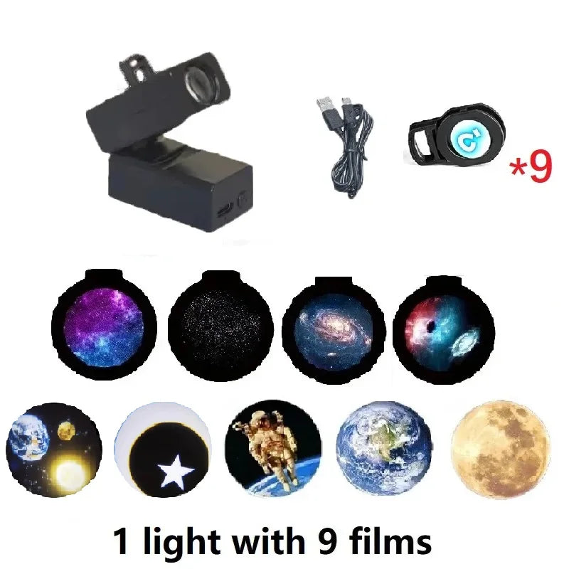 Earth Moon Projector Star Projection Lamp Planet Night Light Rechargeable LED Lamp Background Atmosphere Room Decor Nightlights