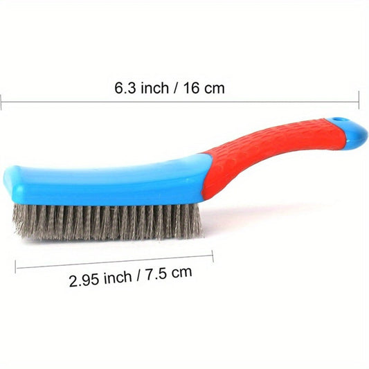 Heavy Duty Stainless Steel Wire Brush with Comfortable Plastic Handle - Perfect for Removing Rust, Welding Slag, Dirt, and Paint