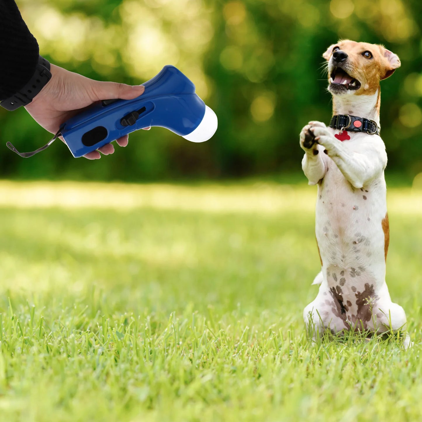 Interactive Pet Snack Launcher Dog Cat Treat Toy Food Feeder Training Tool with Comfortable Grip and Easy Loading (Blue)