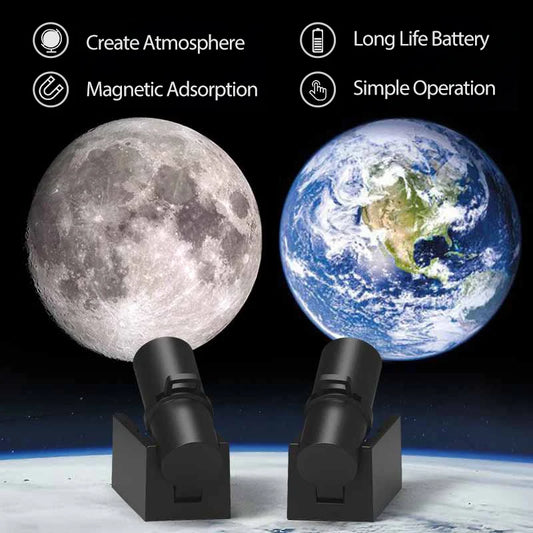 Earth Moon Projector Star Projection Lamp Planet Night Light Rechargeable LED Lamp Background Atmosphere Room Decor Nightlights