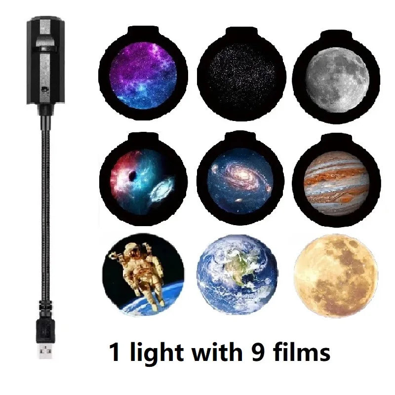 Earth Moon Projector Star Projection Lamp Planet Night Light Rechargeable LED Lamp Background Atmosphere Room Decor Nightlights