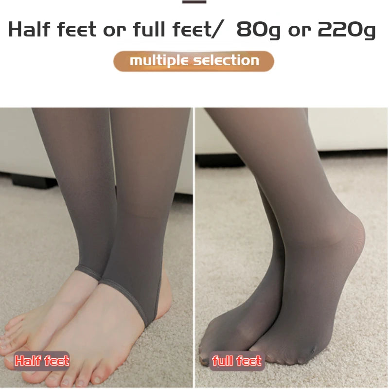 Winter Pantyhose Women Warm Fleece Tights Tights High Waist Thick Fleece Pantyhose Stretchy Thermal Translucent Stockings Woman