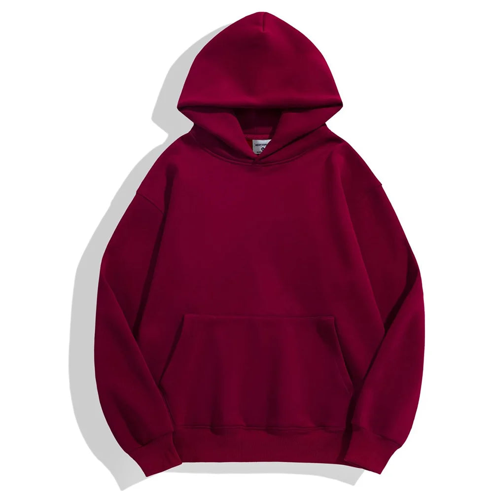 16.9oz 480gsm Heavy Weight Cotton Plus Velvet Hooded Sweater Men Thickened Tight Polar Fleece Pullover Hoodie Women Sweatshirt